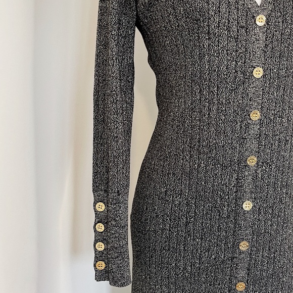 NWT Calvin Klein Black/Metallic Gold Knit Dress - Picture 3 of 10